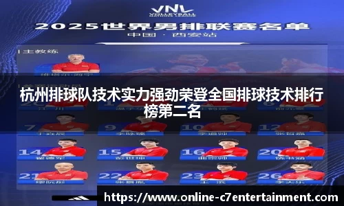 杭州排球队技术实力强劲荣登全国排球技术排行榜第二名